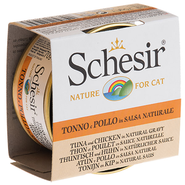 Schesir For Cat Et Suyu İçerisinde Ton Balıklı ve Tavuk Filetolu Yaş Kedi Maması 70g