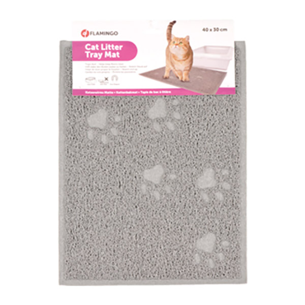 Flamingo Pati Desenli Dikdörtgen Paspas Gri