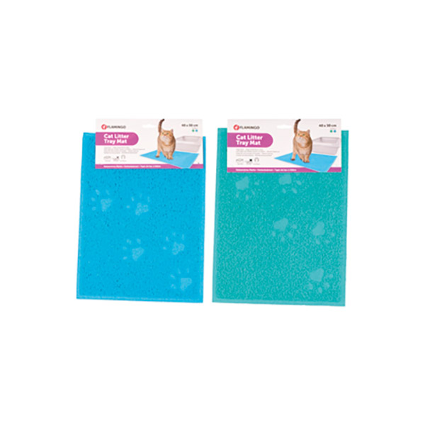 Flamingo Pati Desenli Dikdörtgen Paspas Mavi ve Yeşil