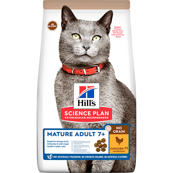 HILL'S SCIENCE PLAN NO GRAIN Mature Adult Cat Food with Chicken
