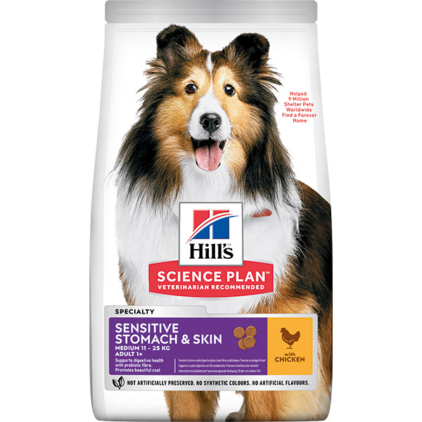 HILL'S SCIENCE PLAN Sensitive Stomach & Skin Medium Adult Tavuklu Köpek Maması